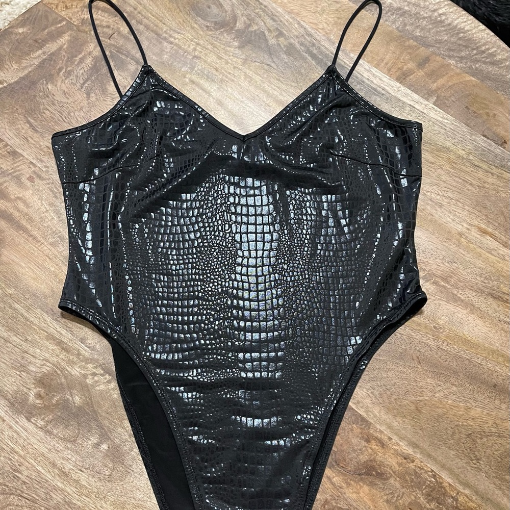 Black snake skin bodysuit